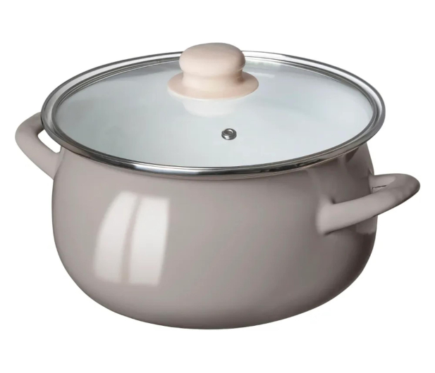 Altom Garnek emaliowany 22cm z pokrywą szklaną 3,5l taupe - 1580546 - zdjęcie